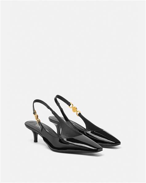 versace kitten heel leathrr pumps|Versace Medusa '95 Kitten Heel Slingback Pump (Women).